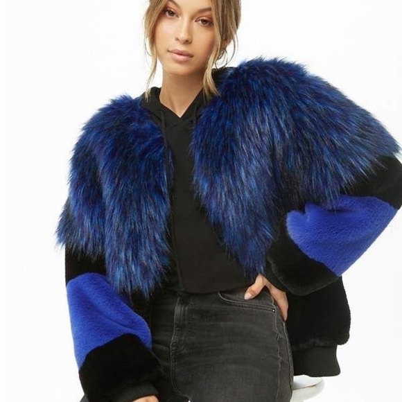 Shaci Jackets & Blazers - Color Blocked Faux Fur Jacket